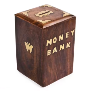 Wooden Piggy Bank – Classic Money Saving Box for Kids