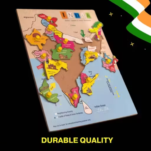 Wooden India Map Puzzle โ Make Learning Geography Fun for Kids ๐ง - Image 4