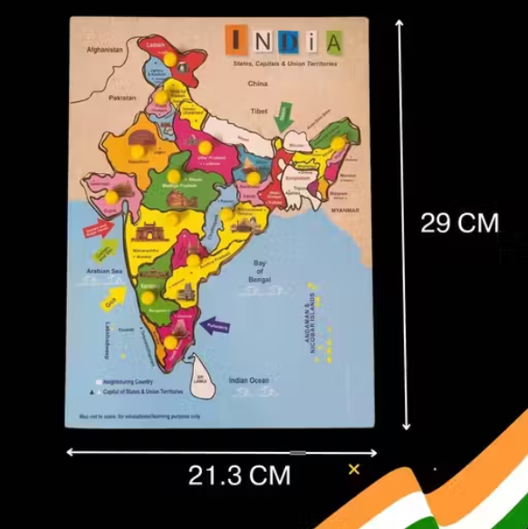 Wooden India Map Puzzle โ Make Learning Geography Fun for Kids ๐ง - Image 3