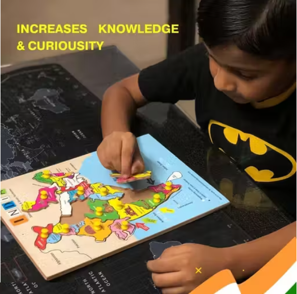 Wooden India Map Puzzle โ Make Learning Geography Fun for Kids ๐ง - Image 2