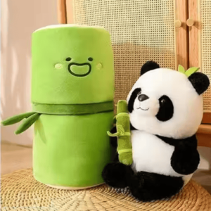 Cute Panda Plush Toy with Bamboo